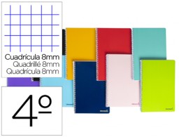Cuaderno espiral Liderpapel Smart 4º tapa blanda 80h 60g c/8mm. colores surtidos